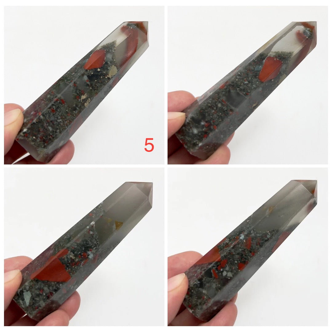 Setonite African Jasper Bloodstone Points Towers Crystal YOU CHOOSE
