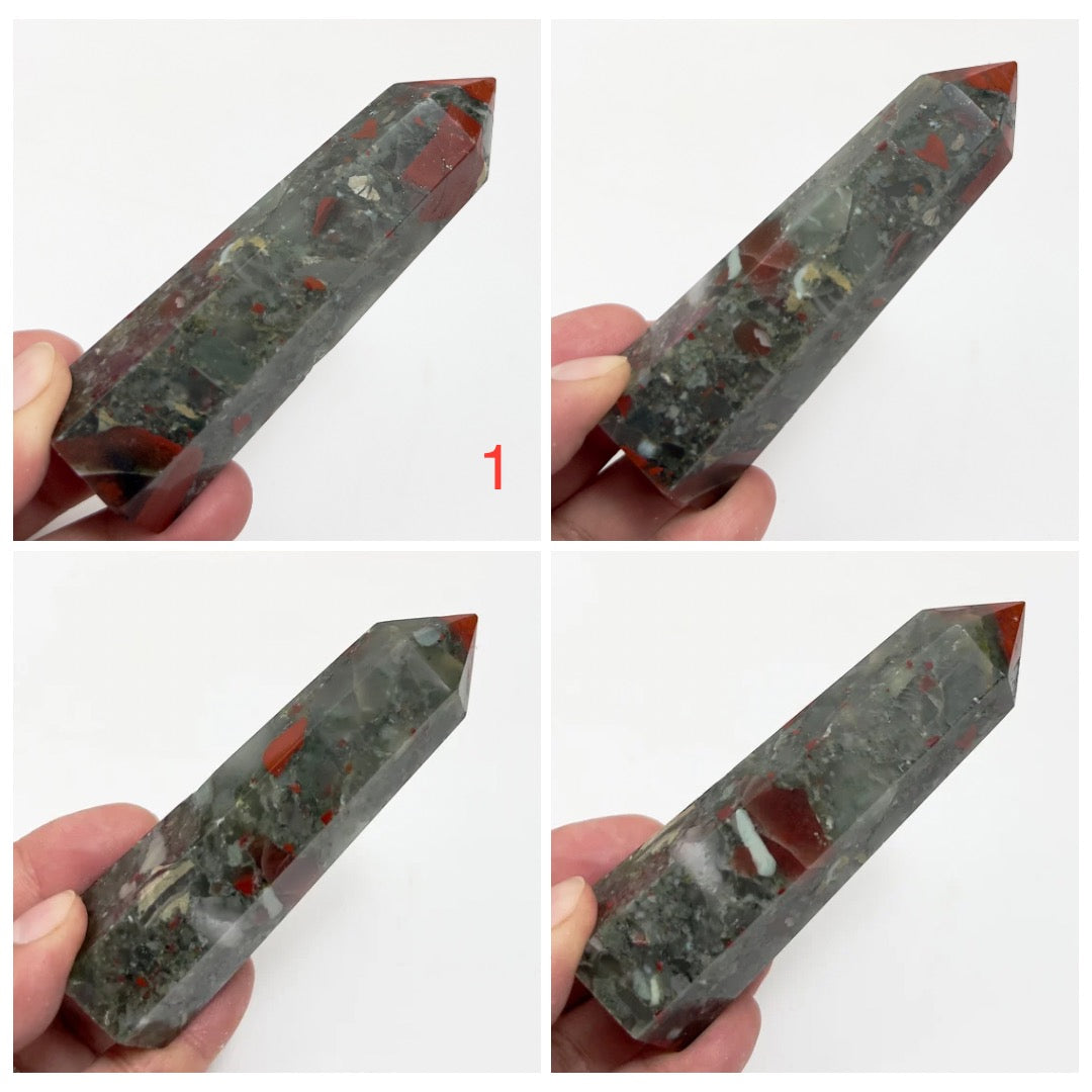 Setonite African Jasper Bloodstone Points Towers Crystal YOU CHOOSE