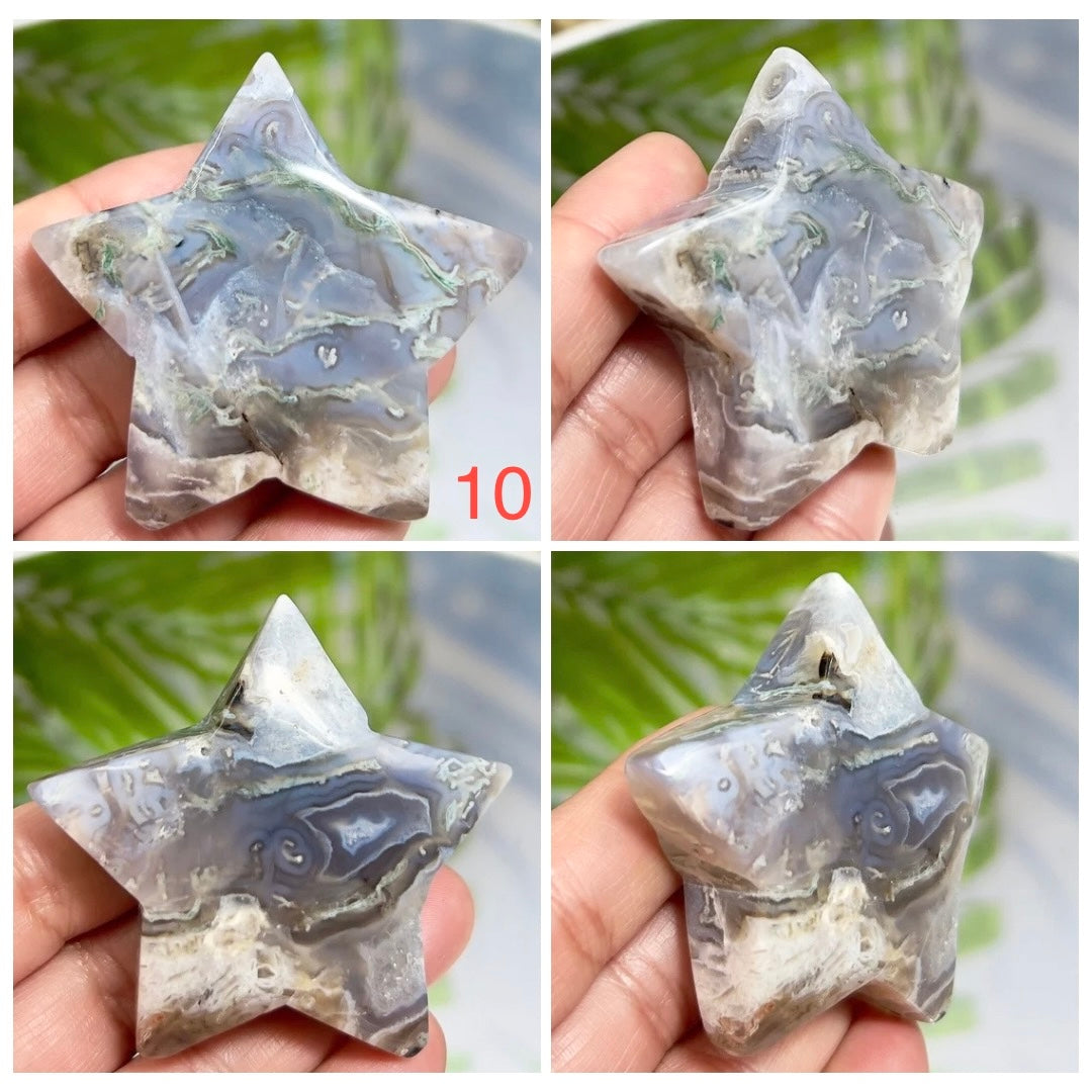 Moss Agate Stars DIY Pendant Jewellery Crystal Carving YOU CHOOSE
