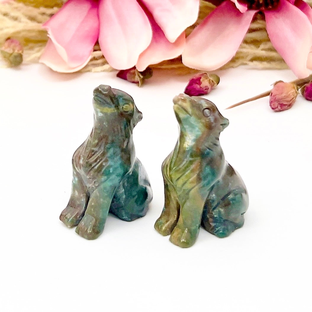 Small Ocean Sea Jasper Wolves Dogs Crystal Carvings YOU CHOOSE