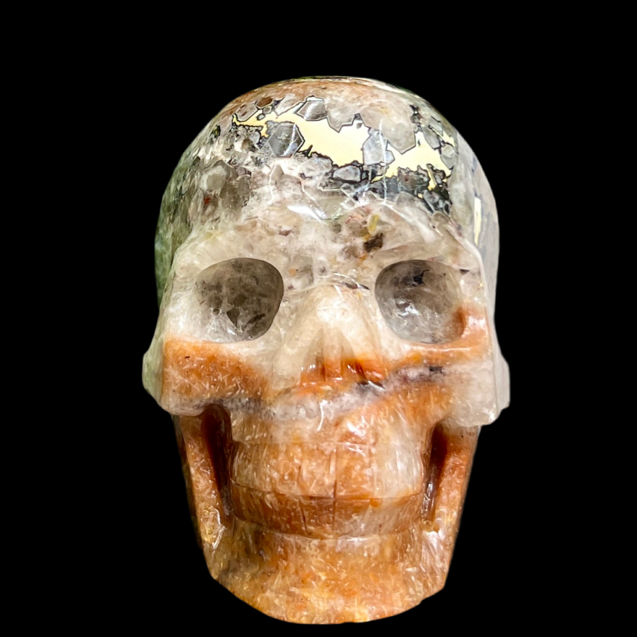 Mosaic Chalcedony Quartz Rare Skull Healing Crystal Carving 1668g