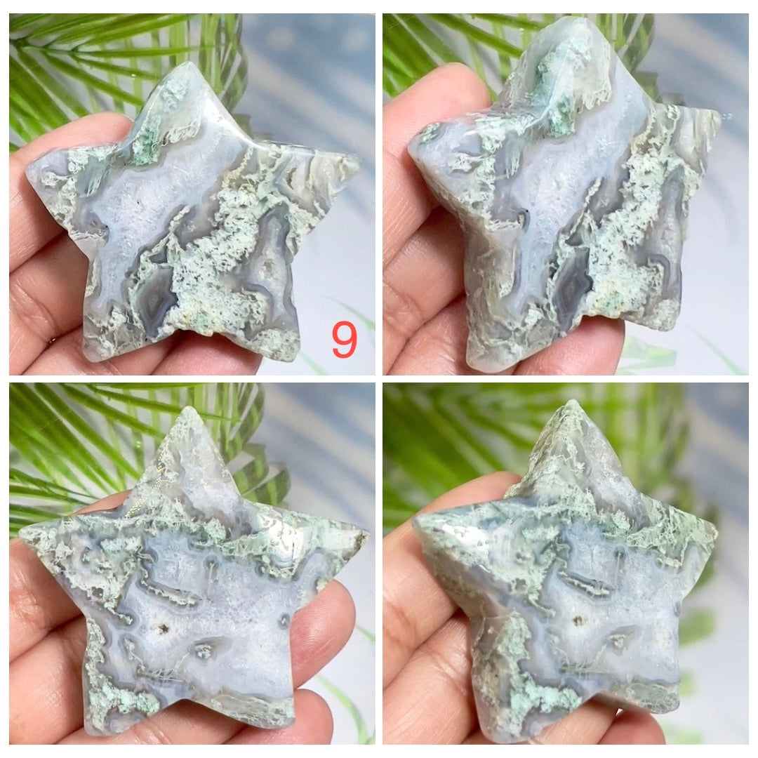Moss Agate Stars DIY Pendant Jewellery Crystal Carving YOU CHOOSE