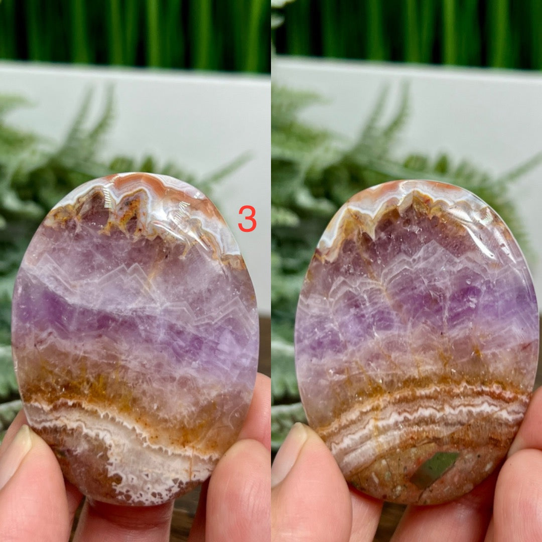 Amethyst with Mexican Lace Agate Palm Stone Crystal YOU CHOOSE