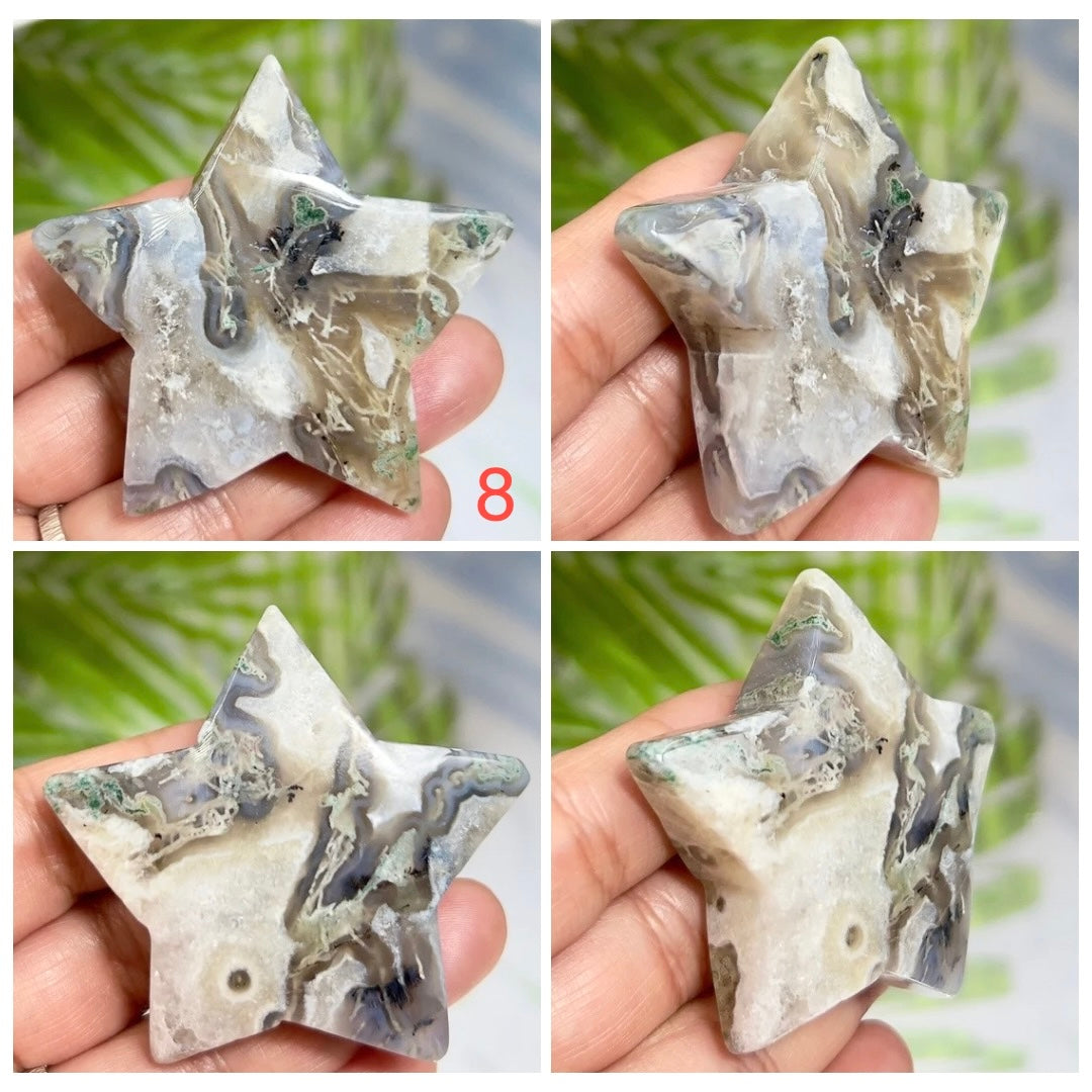 Moss Agate Stars DIY Pendant Jewellery Crystal Carving YOU CHOOSE