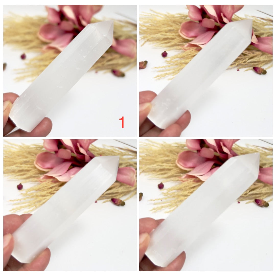 Satin Spar Selenite Points Towers Crystal Generators YOU CHOOSE