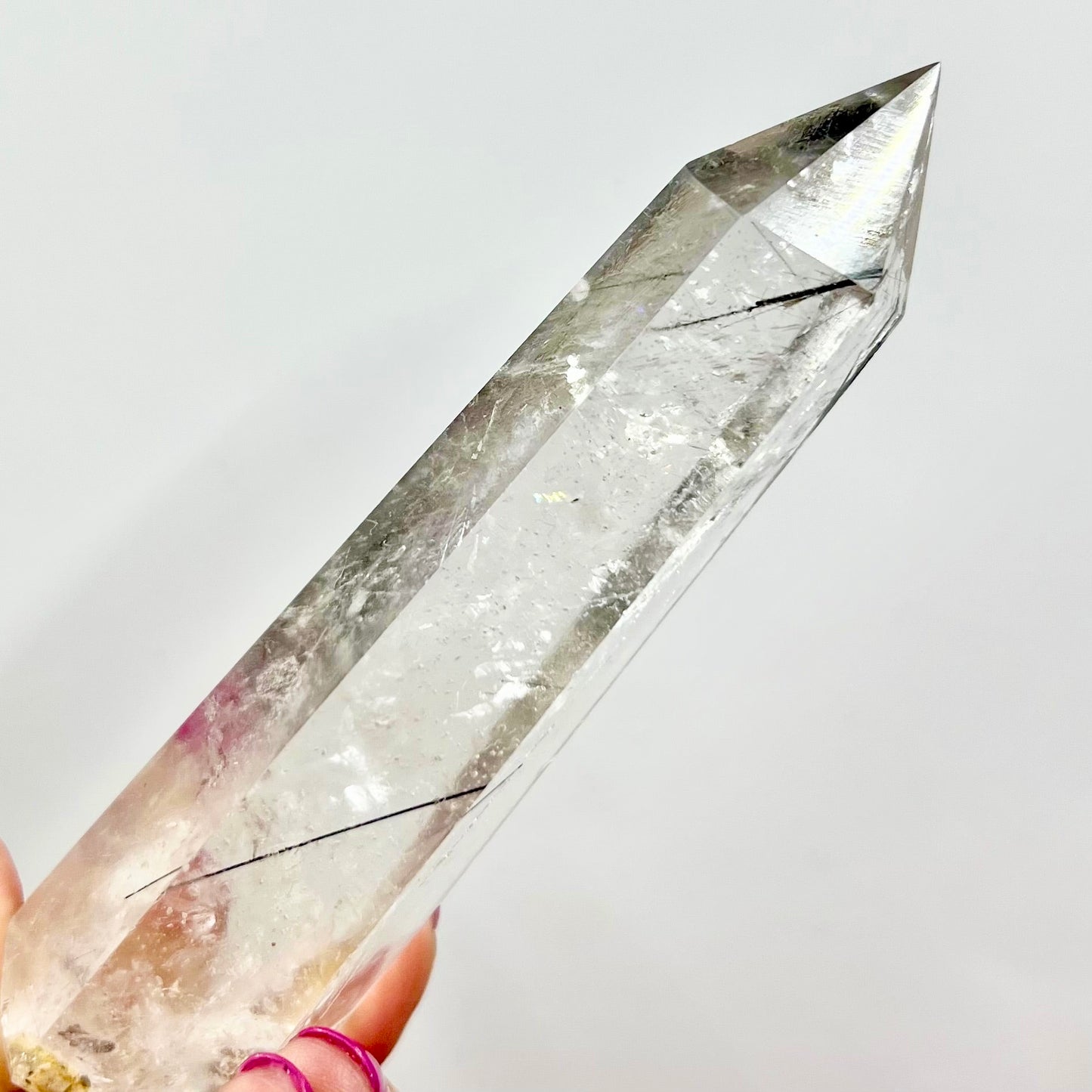 Black Tourmaline in Clear Quartz Tower Crystal Generator 156g 120mm