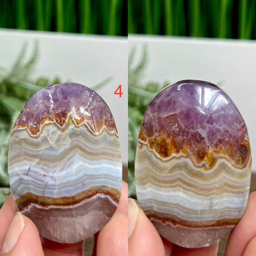Amethyst with Mexican Lace Agate Palm Stone Crystal YOU CHOOSE