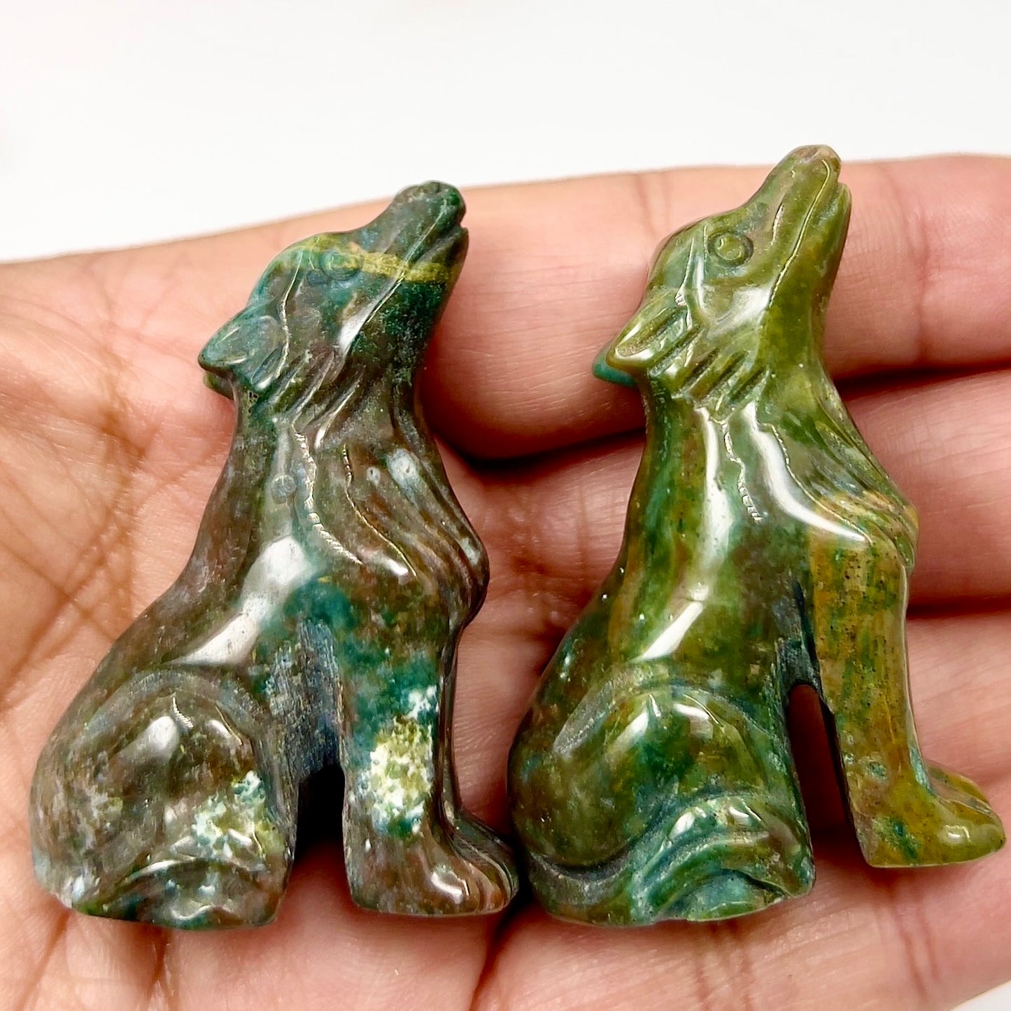 Small Ocean Sea Jasper Wolves Dogs Crystal Carvings YOU CHOOSE