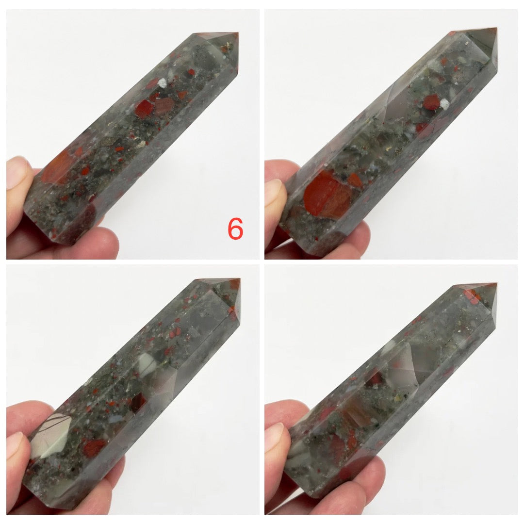 Setonite African Jasper Bloodstone Points Towers Crystal YOU CHOOSE