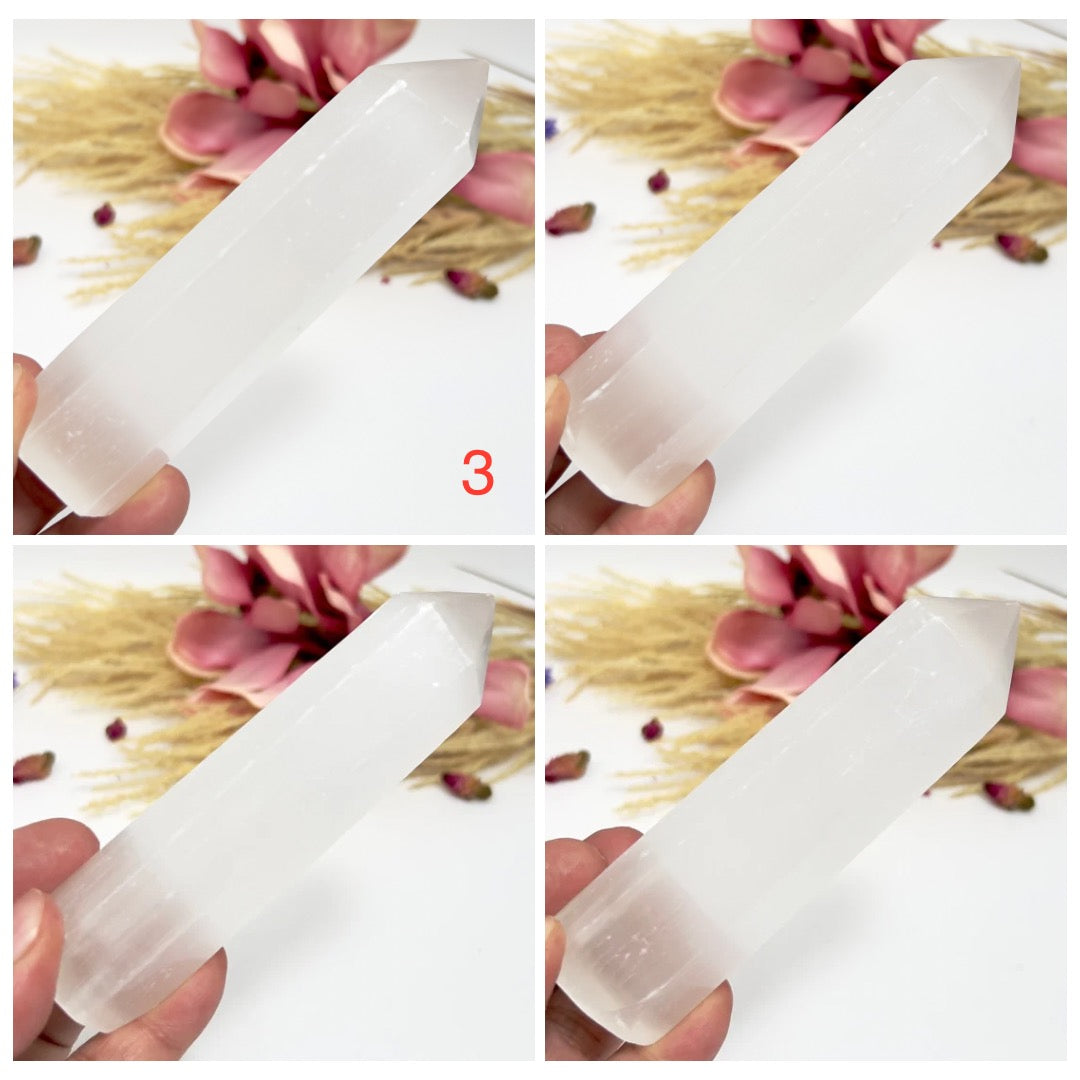 Satin Spar Selenite Points Towers Crystal Generators YOU CHOOSE