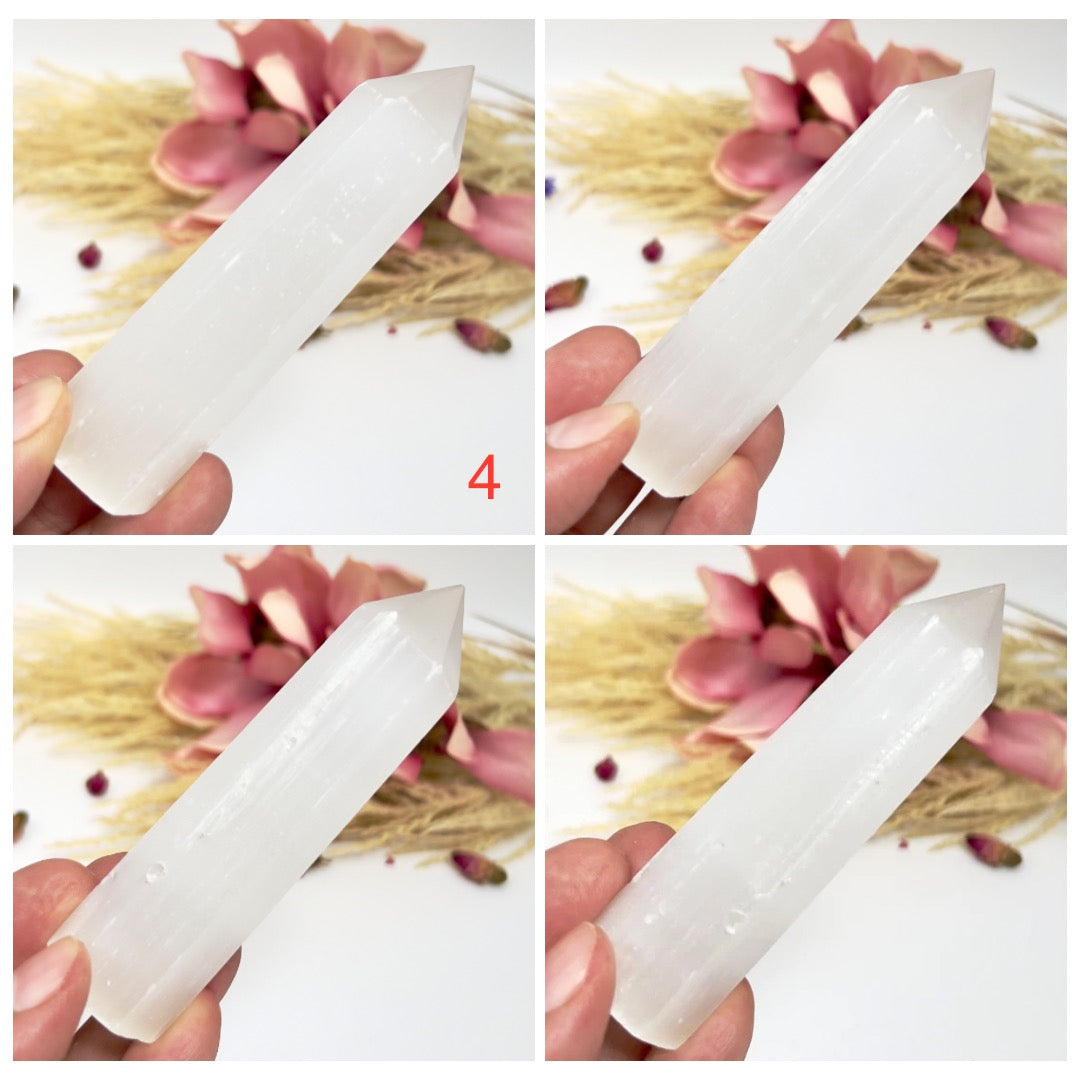 Satin Spar Selenite Points Towers Crystal Generators YOU CHOOSE