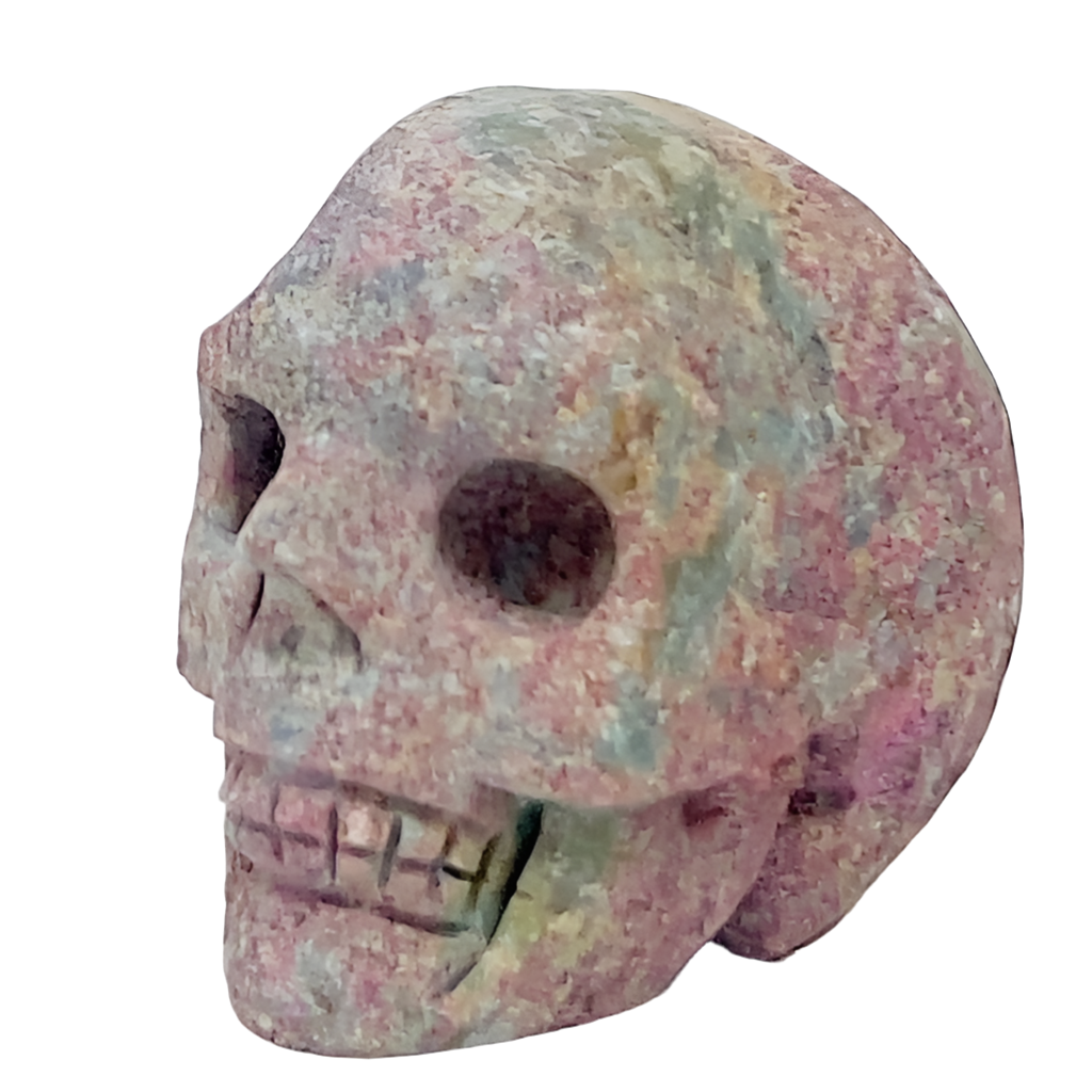 Ruby in Kyanite Skull 2 Inches UV Reactive Hand Carved Crystal Carving
