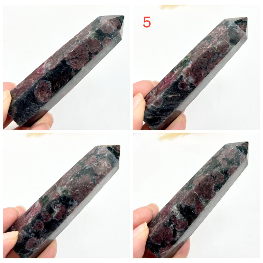 Garnet in Arfvedsonite Points Towers Crystal Generators YOU CHOOSE