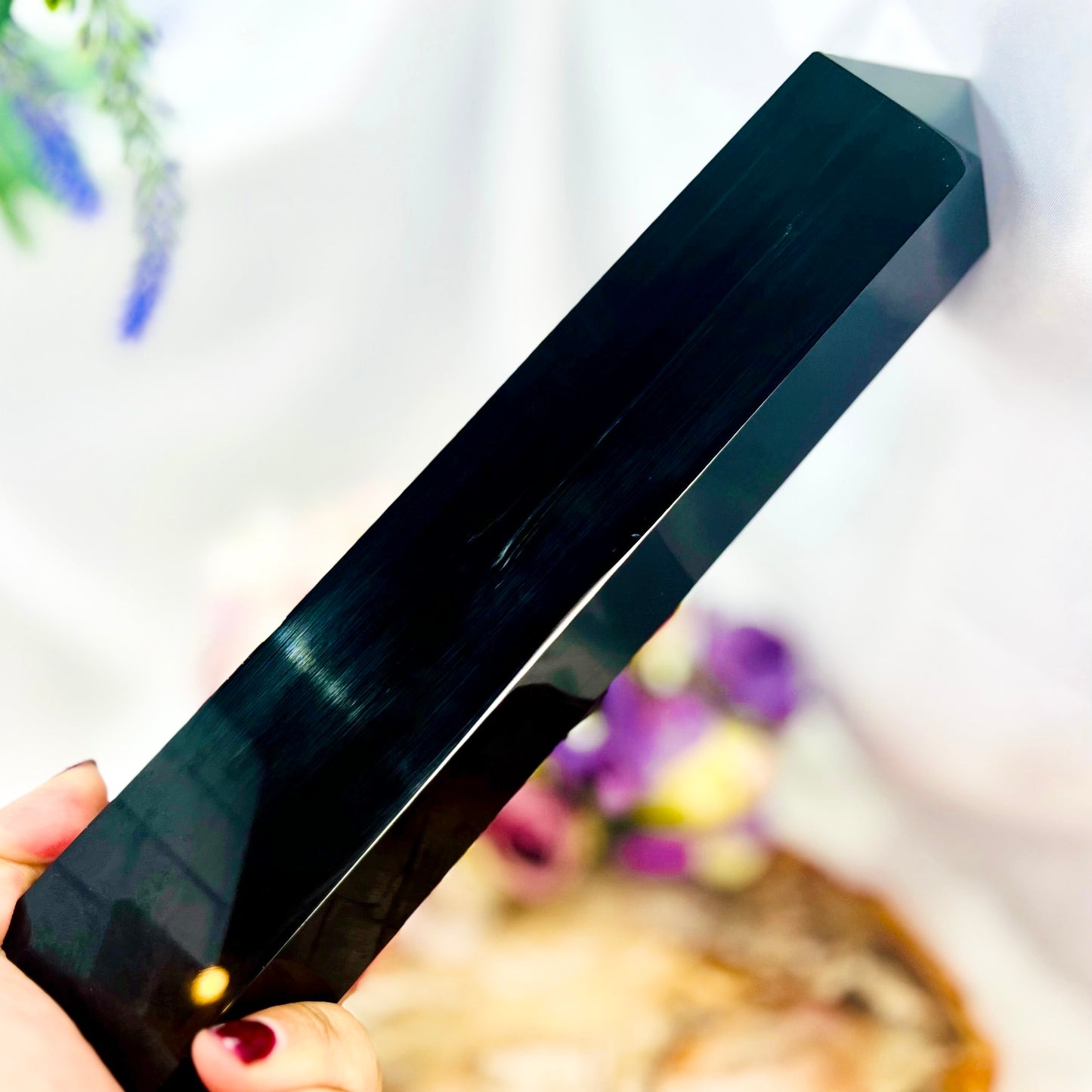 Black Obsidian Tower Crystal Generator 1320g 254mm