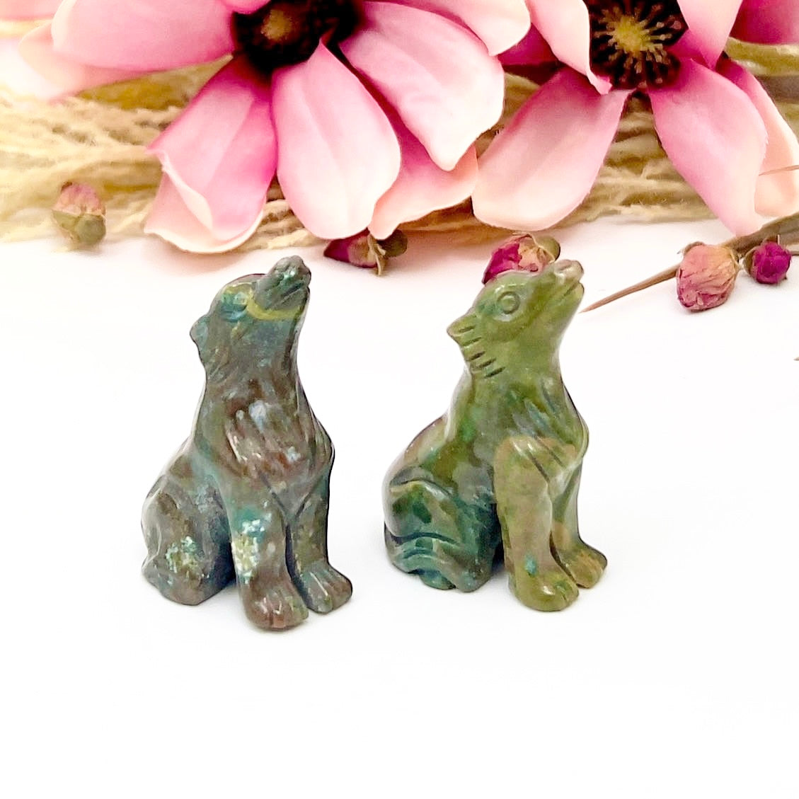 Small Ocean Sea Jasper Wolves Dogs Crystal Carvings YOU CHOOSE