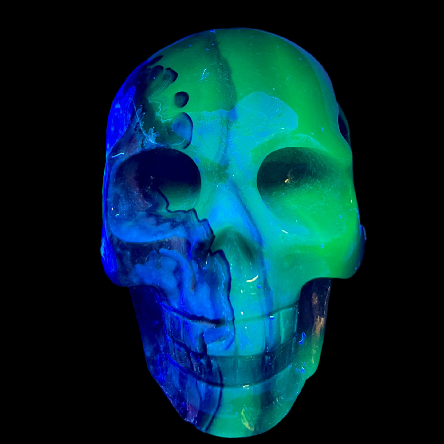 Volcanic Agate Skull UV Reactive Healing Crystal Carving 570g