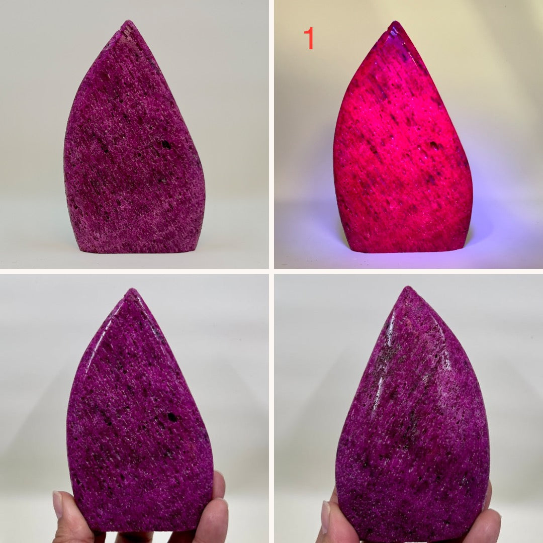 Honeycomb Ruby Flames UV Reactive Crystal Carvings YOU CHOOSE
