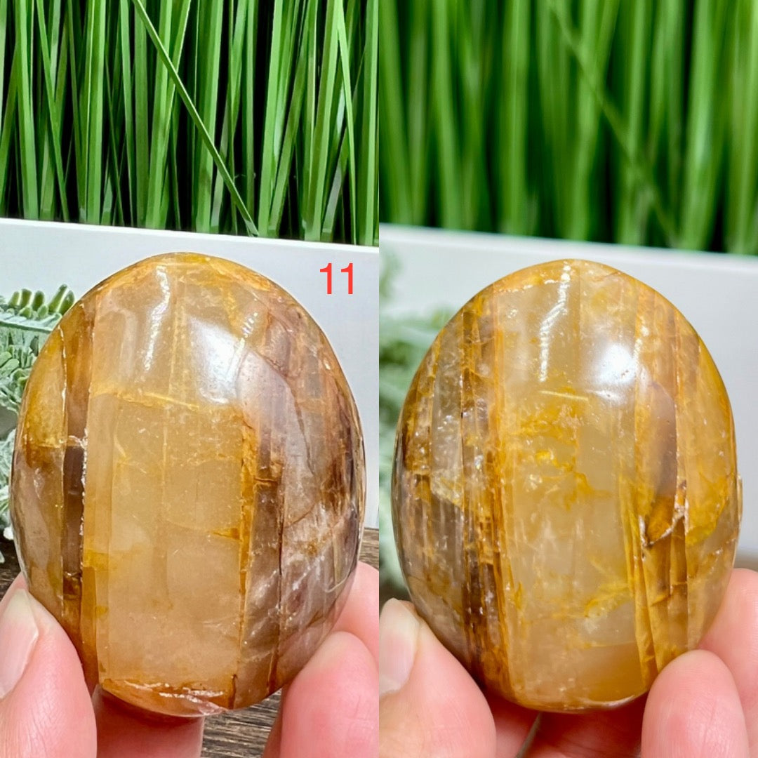 Golden Healer Quartz Palm Stones Worry Meditation Crystals YOU CHOOSE
