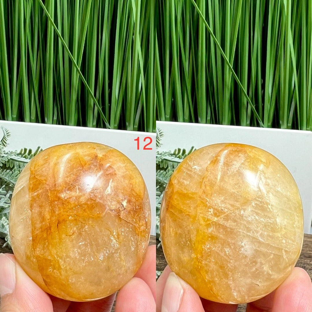 Golden Healer Quartz Palm Stones Worry Meditation Crystals YOU CHOOSE