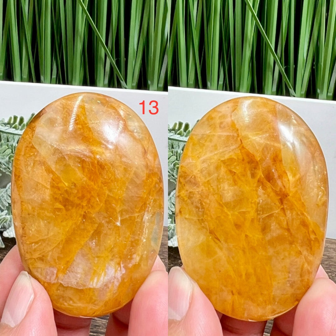 Golden Healer Quartz Palm Stones Worry Meditation Crystals YOU CHOOSE