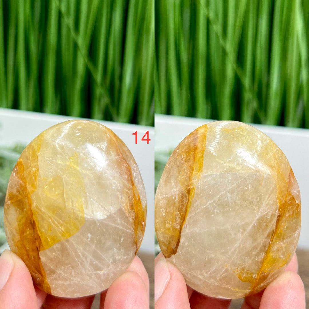 Golden Healer Quartz Palm Stones Worry Meditation Crystals YOU CHOOSE