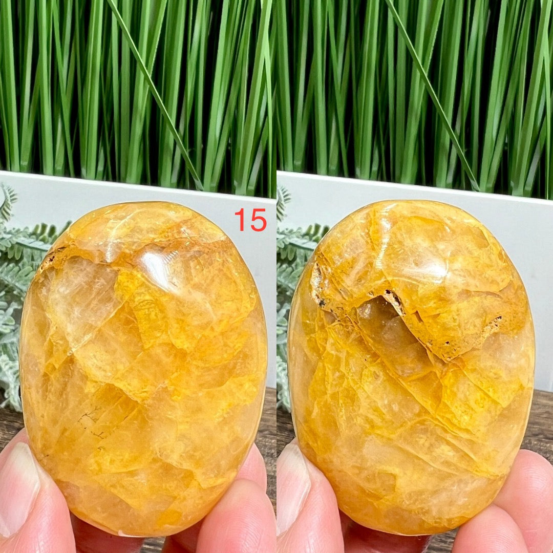 Golden Healer Quartz Palm Stones Worry Meditation Crystals YOU CHOOSE