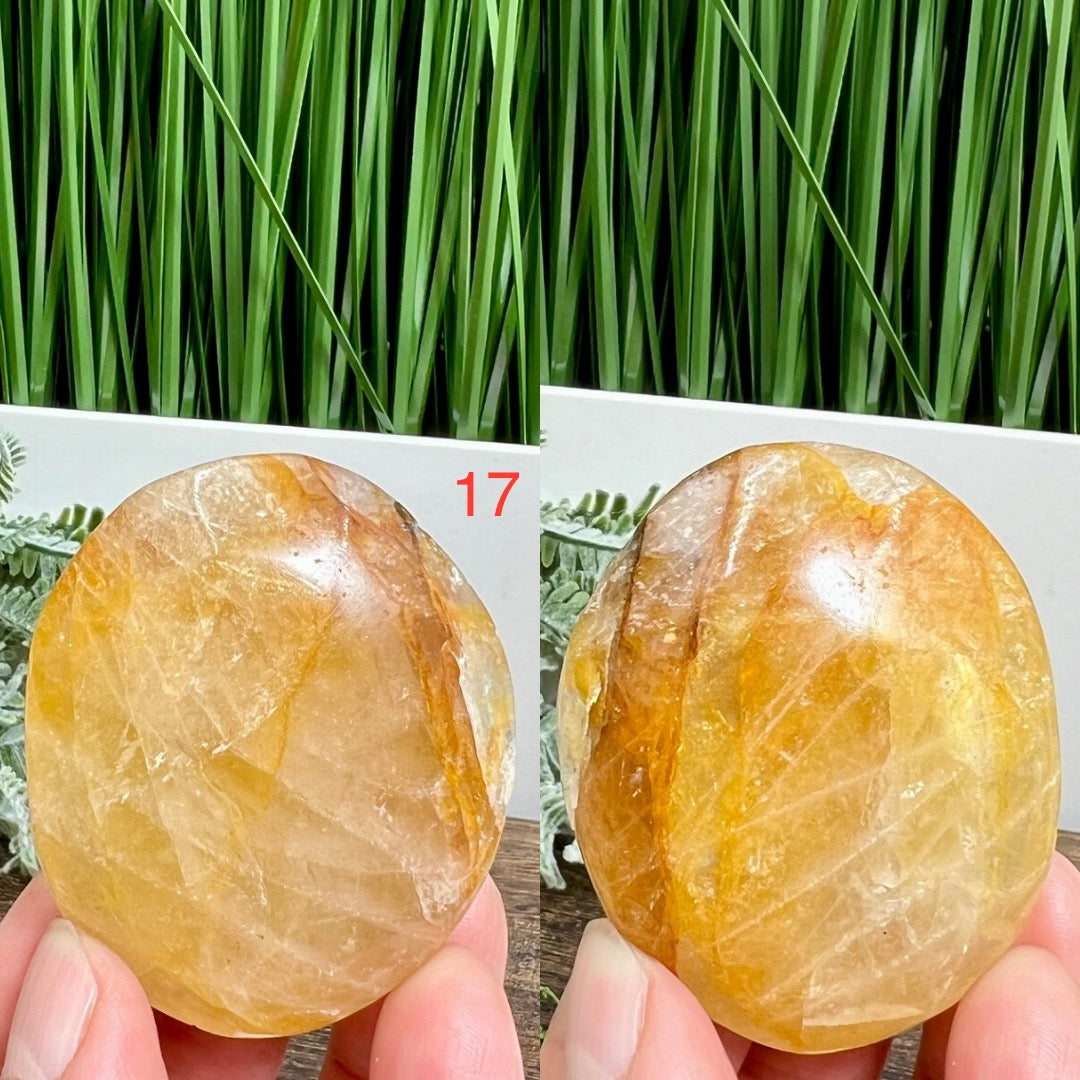 Golden Healer Quartz Palm Stones Worry Meditation Crystals YOU CHOOSE