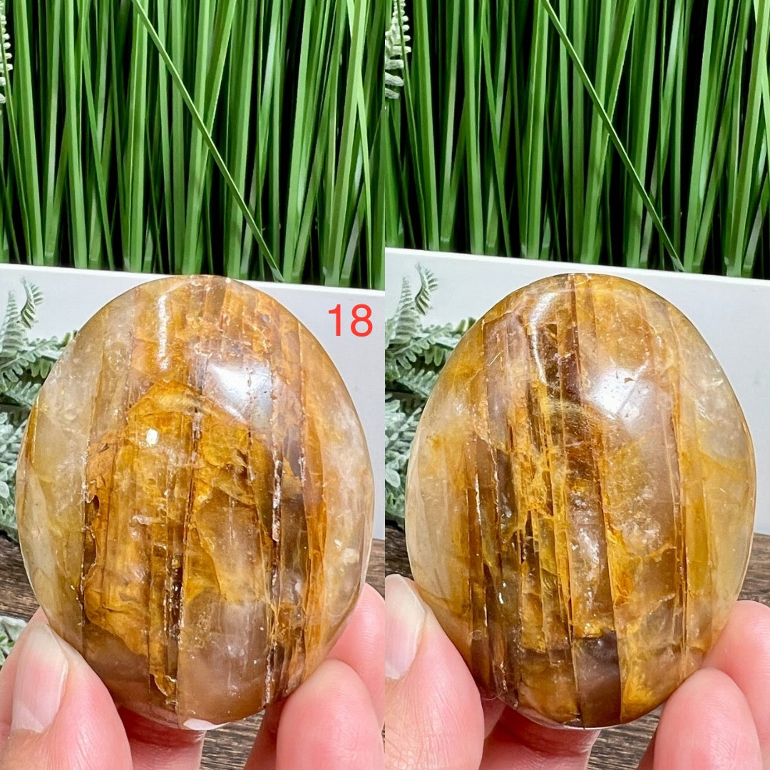 Golden Healer Quartz Palm Stones Worry Meditation Crystals YOU CHOOSE