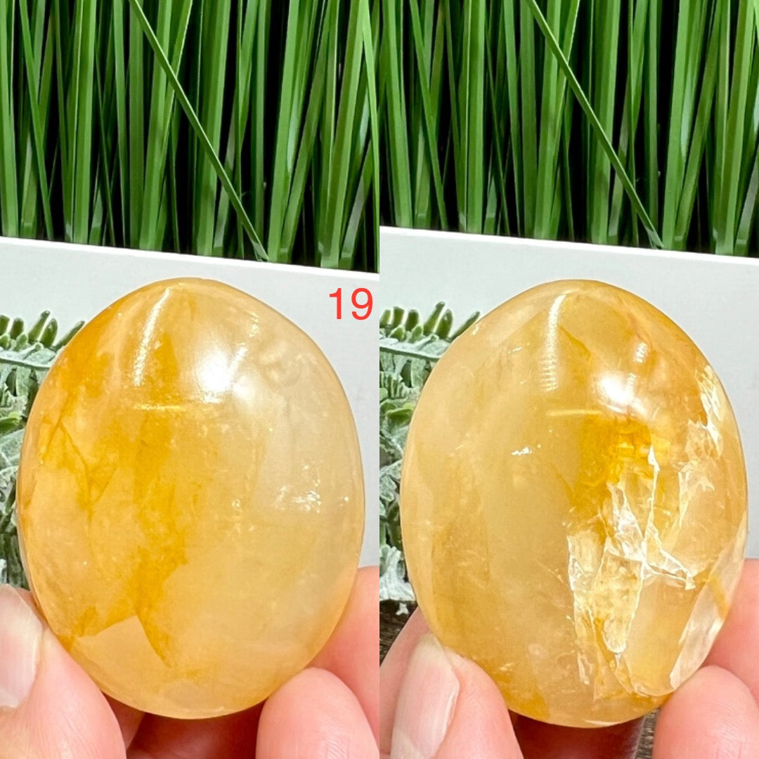 Golden Healer Quartz Palm Stones Worry Meditation Crystals YOU CHOOSE