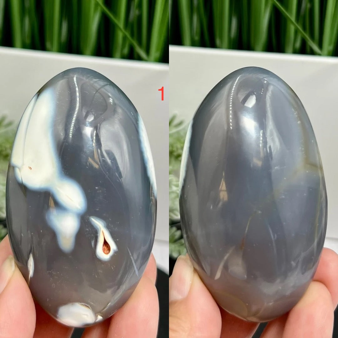 Orca Agate Palm Stone Worry Meditation Crystal YOU CHOOSE