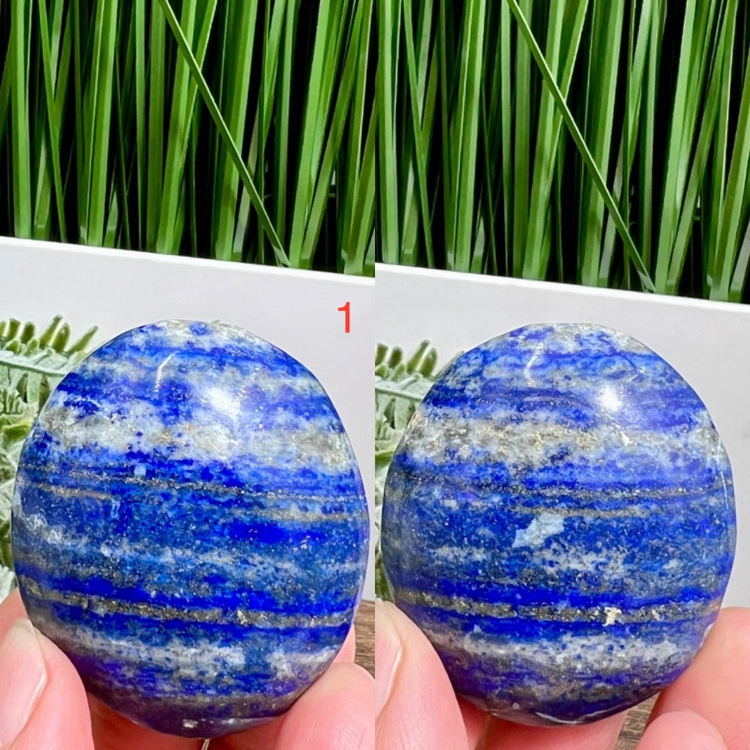 Lapis Lazuli With Pyrite Palm Stones Worry Meditation Crystals YOU CHOOSE