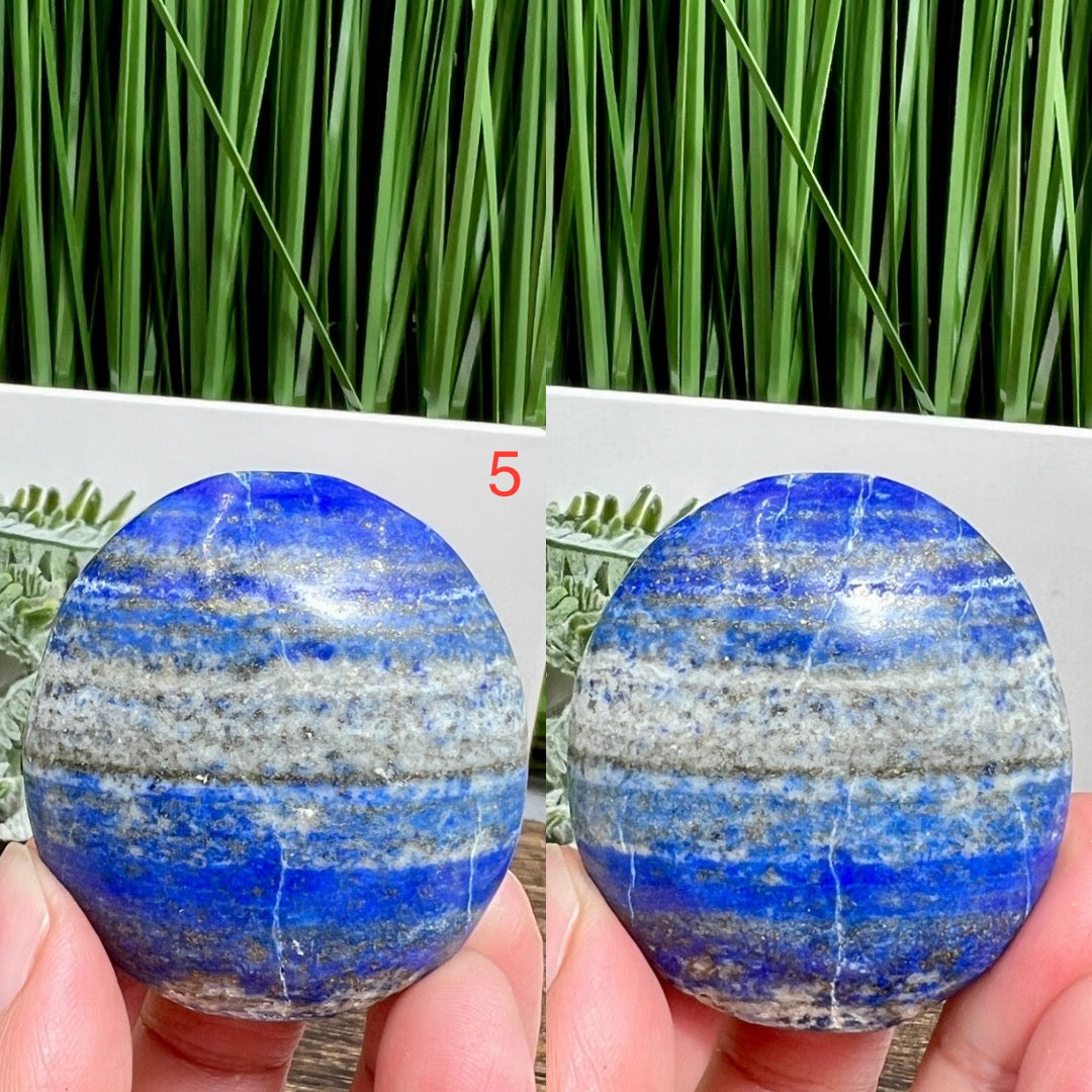 Lapis Lazuli With Pyrite Palm Stones Worry Meditation Crystals YOU CHOOSE