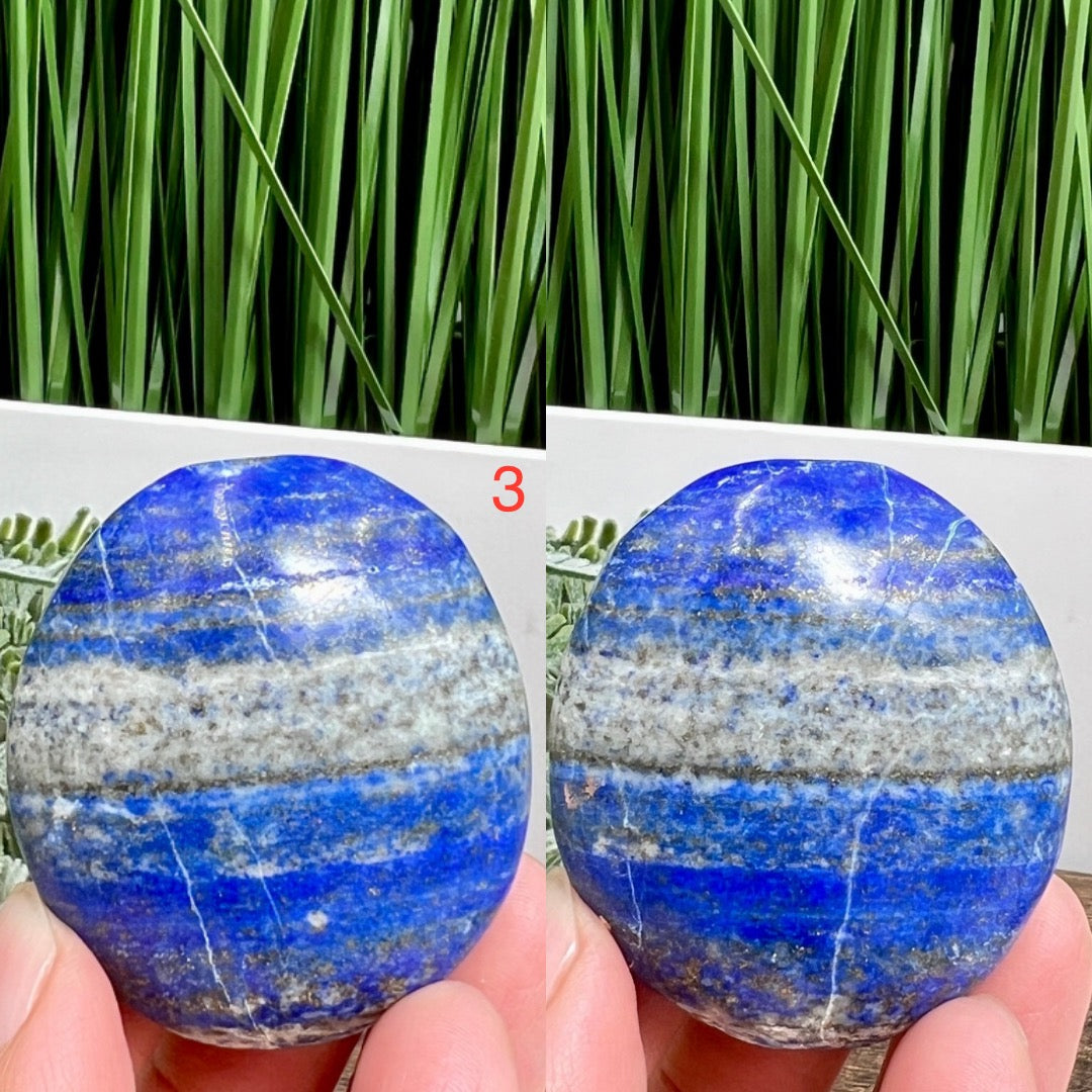 Lapis Lazuli With Pyrite Palm Stones Worry Meditation Crystals YOU CHOOSE