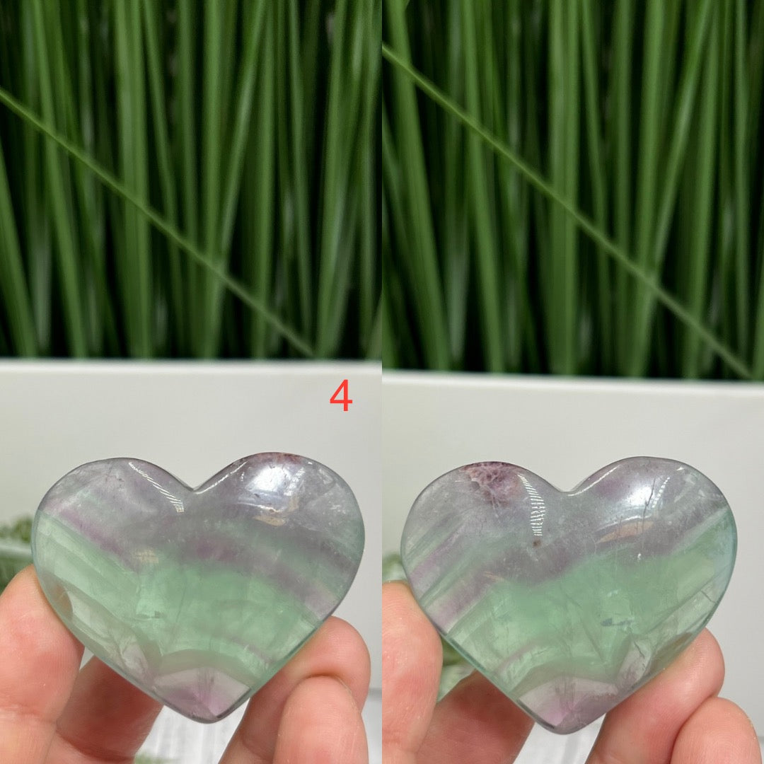 Watermelon Fluorite Gemstone Hearts Crystal Carvings YOU CHOOSE