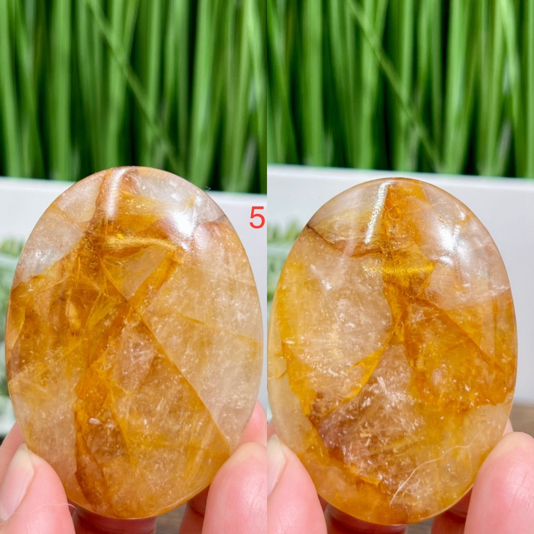 Golden Healer Quartz Palm Stones Worry Meditation Crystals YOU CHOOSE