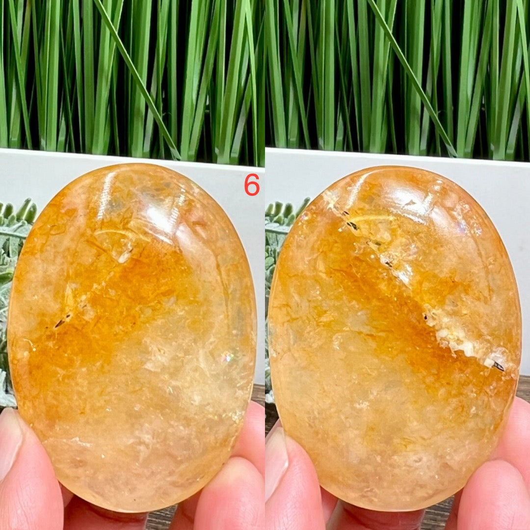 Golden Healer Quartz Palm Stones Worry Meditation Crystals YOU CHOOSE