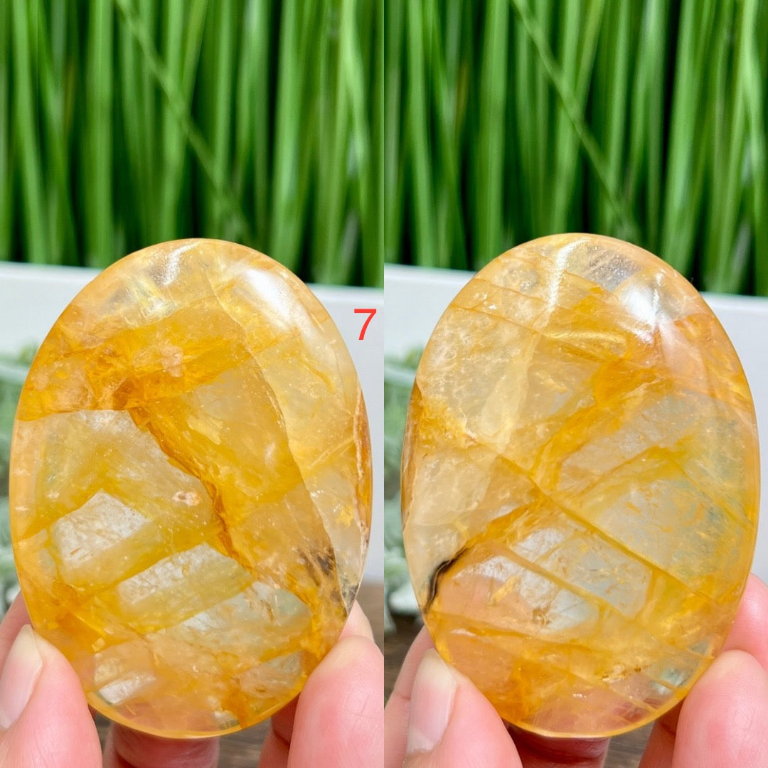 Golden Healer Quartz Palm Stones Worry Meditation Crystals YOU CHOOSE