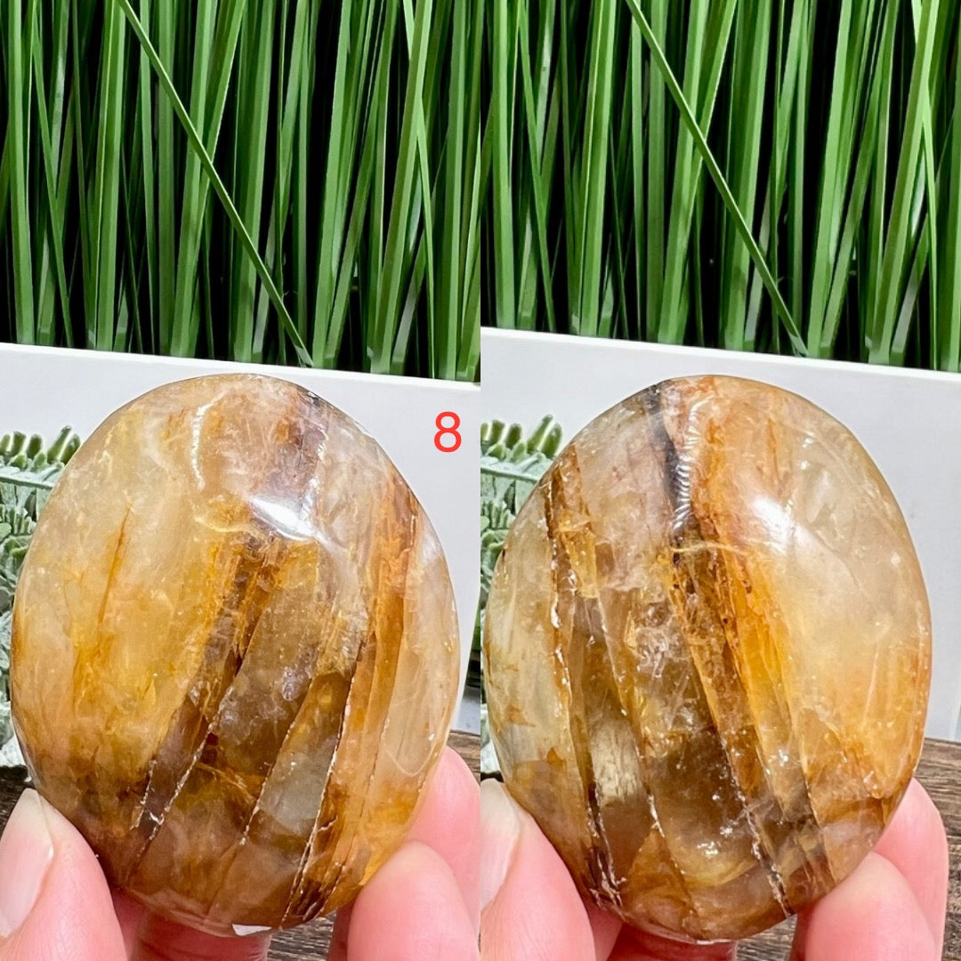 Golden Healer Quartz Palm Stones Worry Meditation Crystals YOU CHOOSE