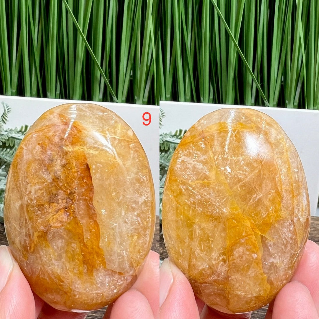 Golden Healer Quartz Palm Stones Worry Meditation Crystals YOU CHOOSE