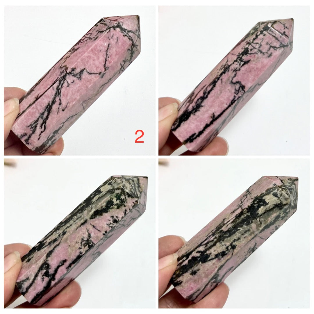 Rhodonite Points Towers Crystal Generators YOU CHOOSE