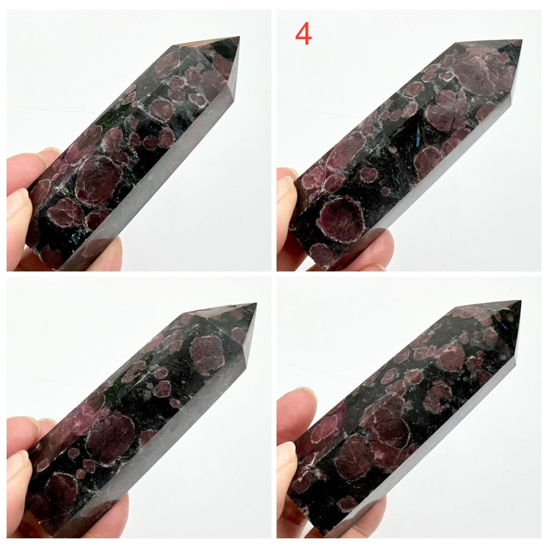 Garnet in Arfvedsonite Points Towers Crystal Generators YOU CHOOSE