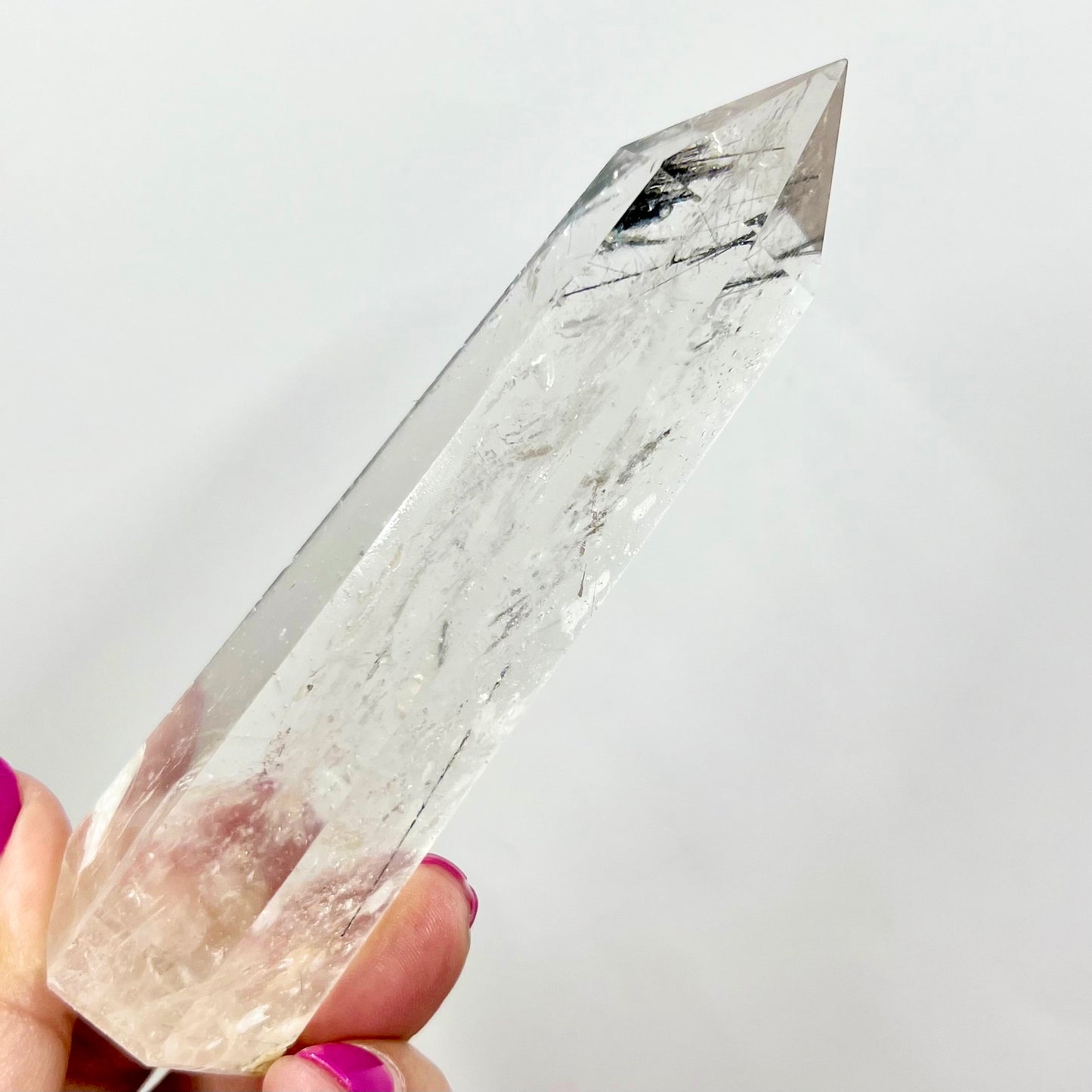 Black Tourmaline in Clear Quartz Tower Crystal Generator 156g 120mm