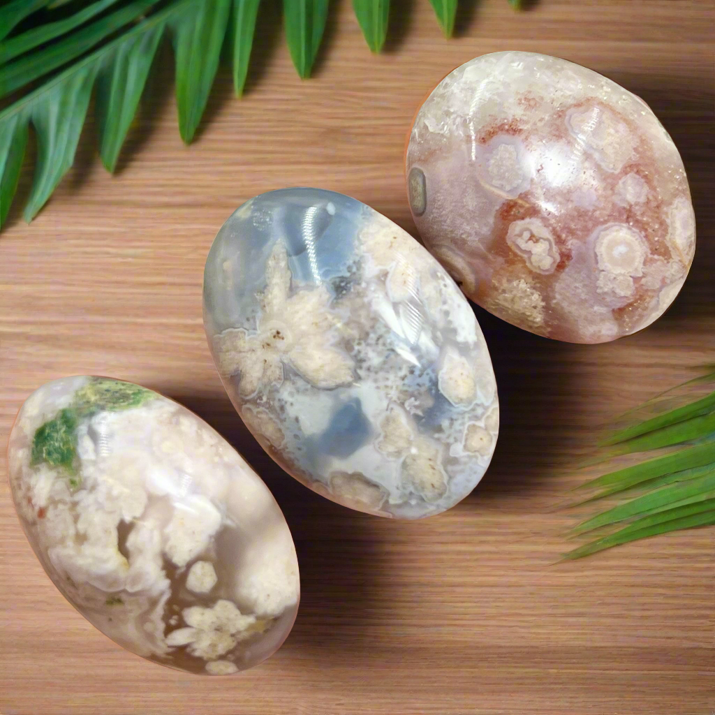 Flower Agate Palm Stones Meditation Crystals YOU CHOOSE