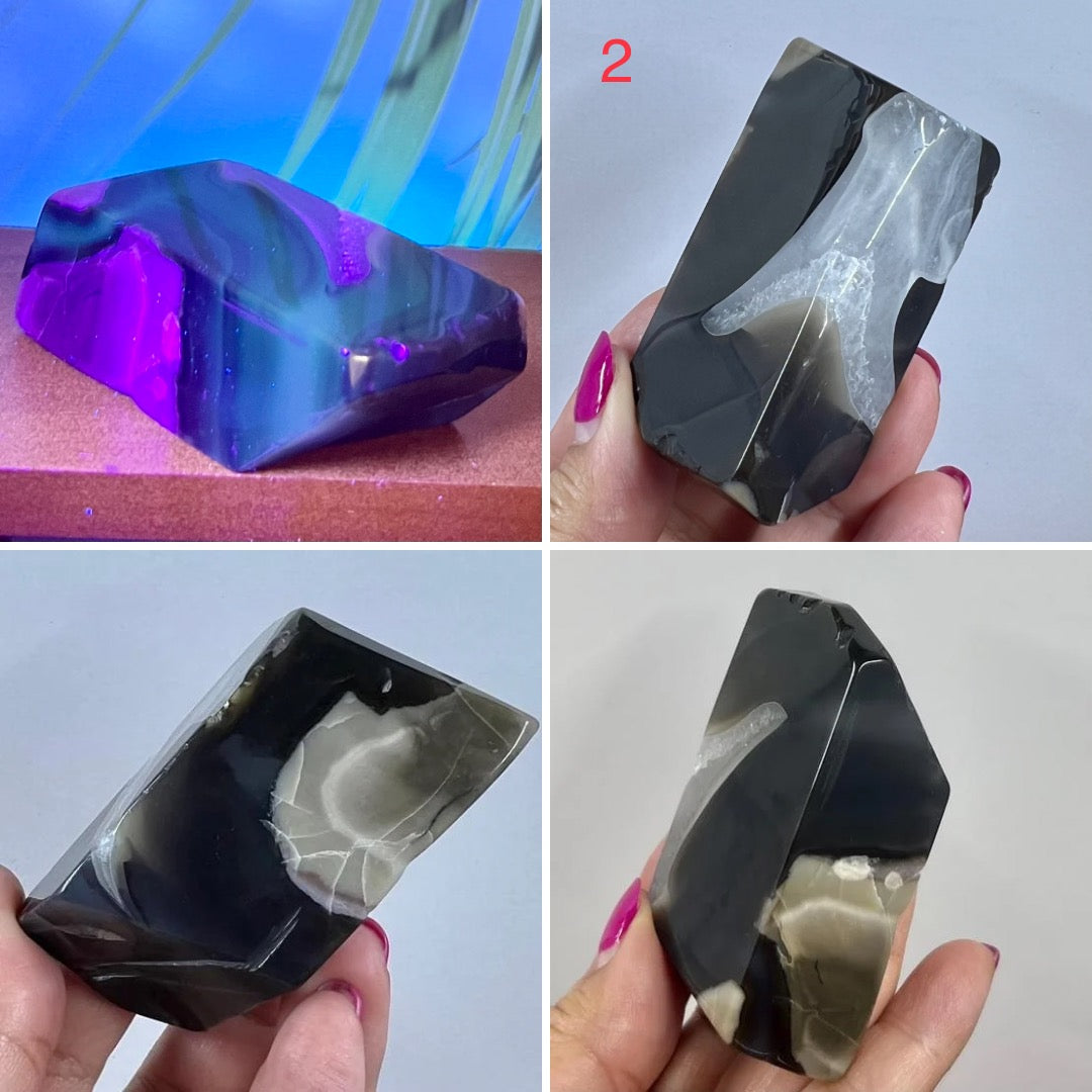 Volcanic Agate Free Form UV Reactive Crystal Chunks YOU CHOOSE