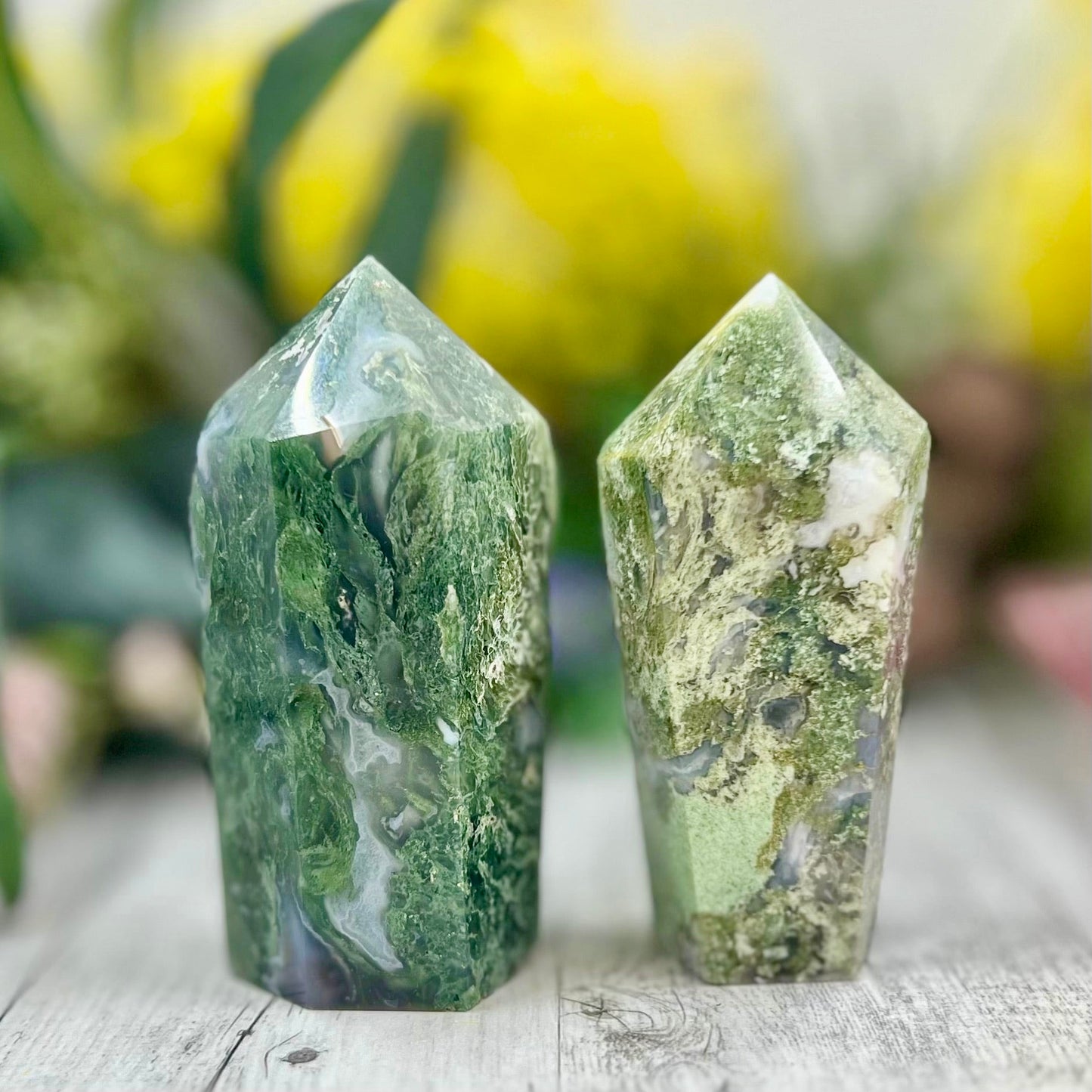 Moss Agate Point Towers Crystal Generator YOU CHOOSE