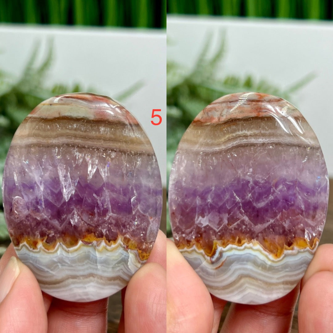 Amethyst with Mexican Lace Agate Palm Stone Crystal YOU CHOOSE