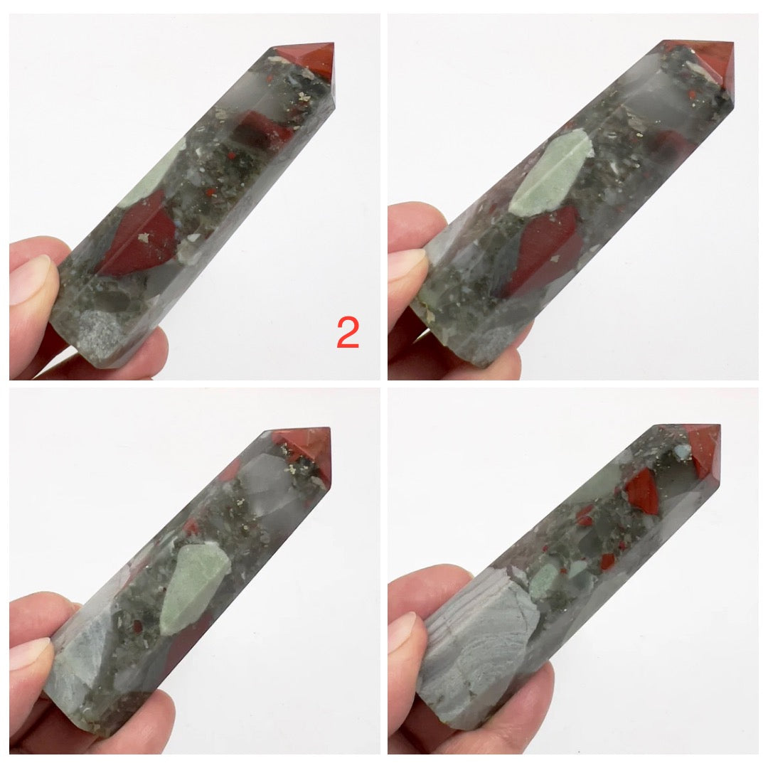Setonite African Jasper Bloodstone Points Towers Crystal YOU CHOOSE