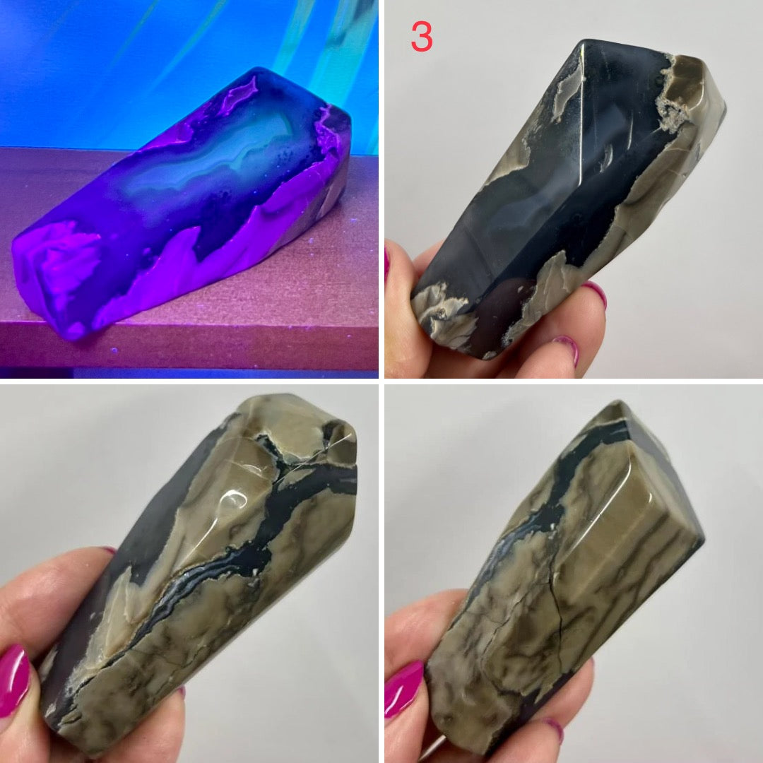 Volcanic Agate Free Form UV Reactive Crystal Chunks YOU CHOOSE