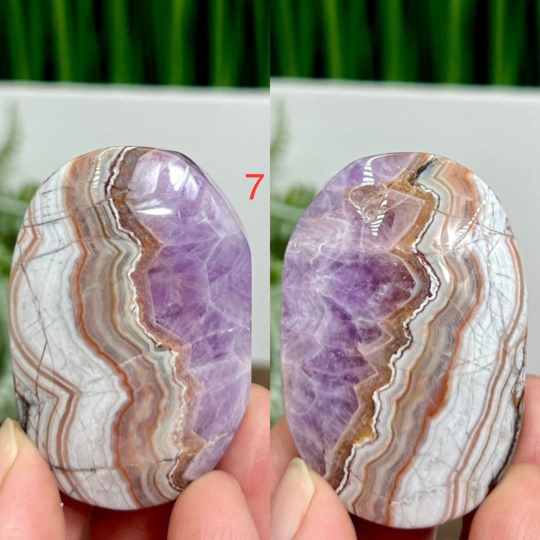 Amethyst with Mexican Lace Agate Palm Stone Crystal YOU CHOOSE