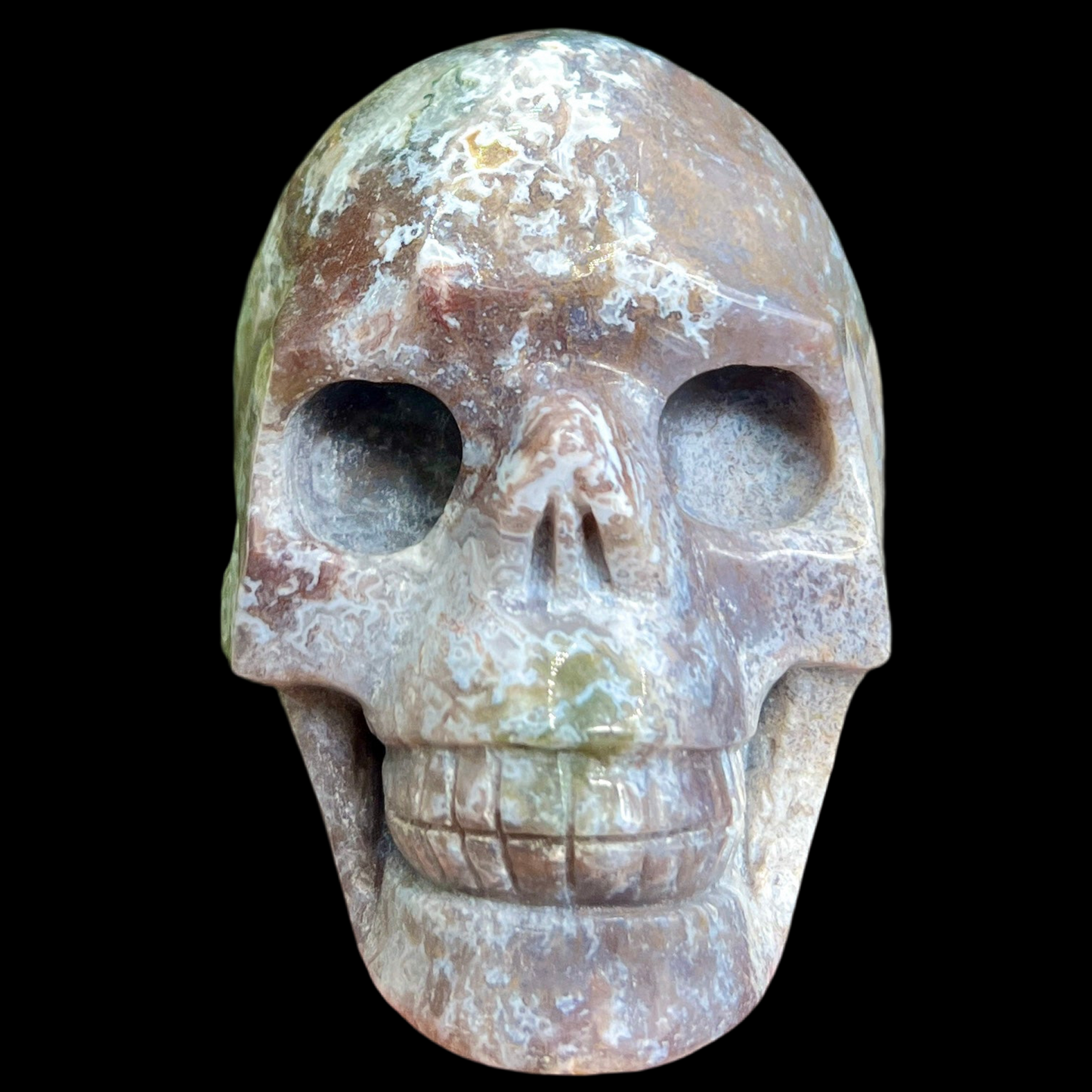 Ocean Sea Jasper Skull Crystal Skull Carving 955g
